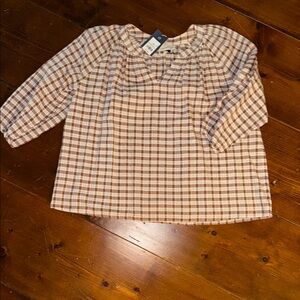 Universal Thread Brown Blouse with Windowpane Check